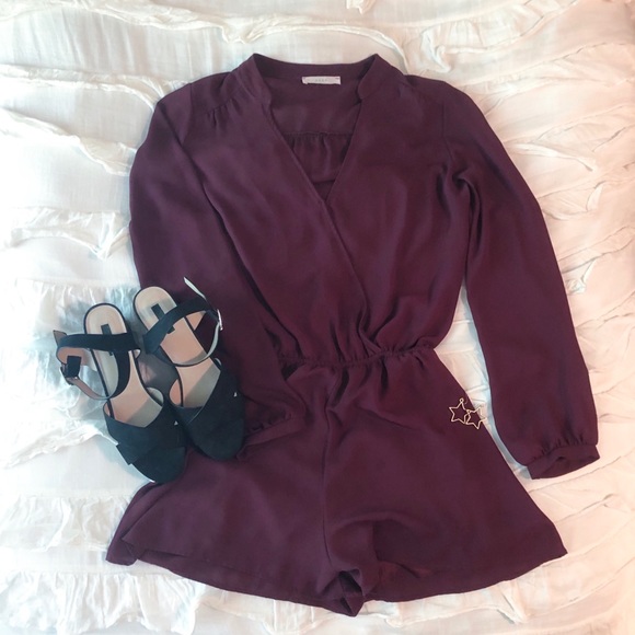 Nordstrom Pants - Lush Long Sleeve Wine Romper